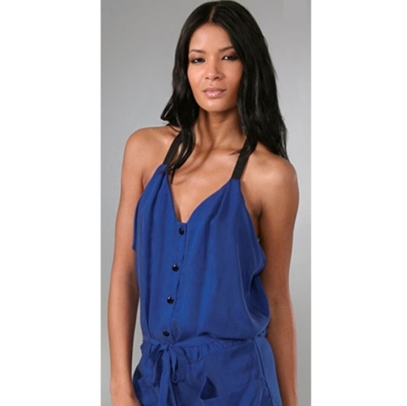 Laila Azhar Draped Romper Cobalt Blue Size 4 - Picture 7 of 7